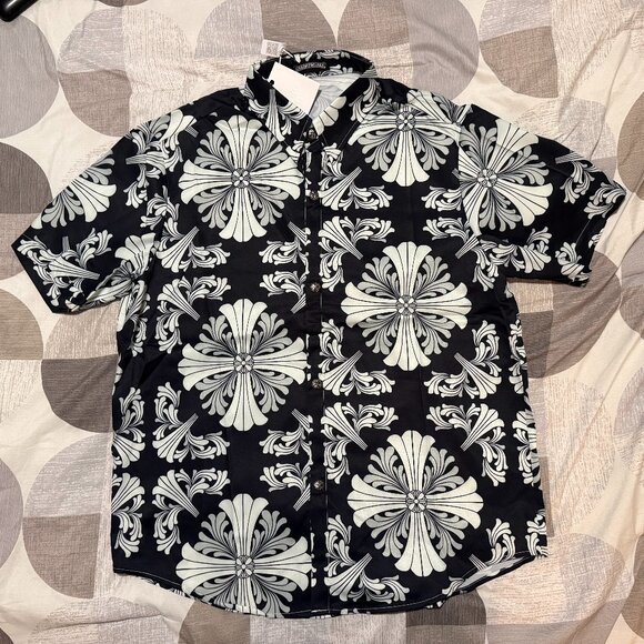 Chrome Hearts Plus Cross Silk Button Up Shirt Silk Size XL